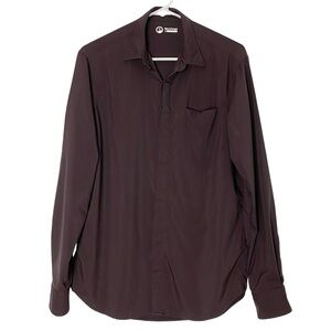 Outlier Button Down Shirt Mens Size Small AMB Hidden Placket Wool Burnt Umber